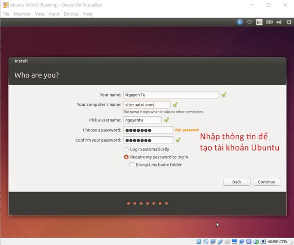 Tạo account trong Ubuntu