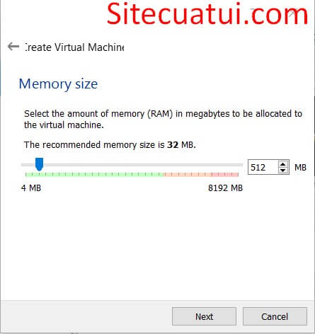 Thiết lập RAM cho máy ảo VirtualBox