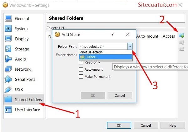 Thiết lập Shared Folders trong VirtualBox