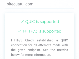 Kiểm tra HTTP/3 và QUIC với http3check.net